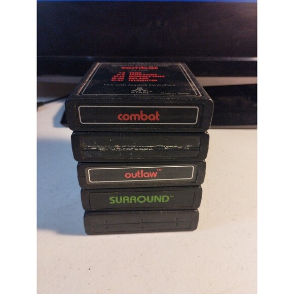 Atari 2600 Lot Of 5 Games - Tested & Work - Street Racer, Outlaw, Air Sea Battle - Picture 2 of 3